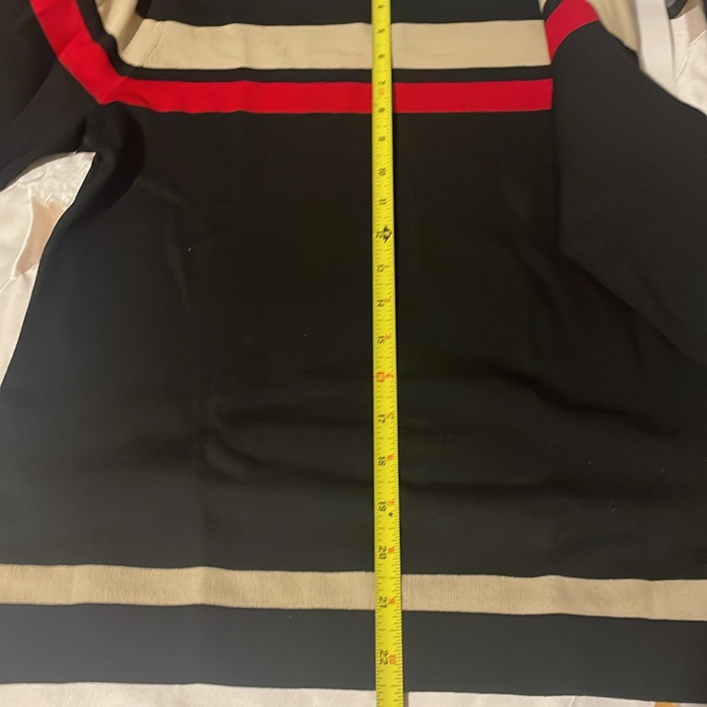 Jones New York Women's Black Top with Red and Cream Stripes 000631 - Picture 7 of 11